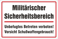 Blechschild - Militärischer Sicherheitsbereich - BS343 (180)