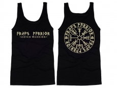 Muskelshirt/Tank Top - Aryan Warrior - Vegvisir Runenschrift - schwarz/beige