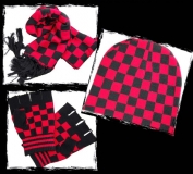 Schal Set - Red Chess Pattern