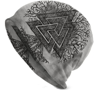 Beanie - Valknut mit Lebensbaum - grau (72)