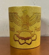 Glitzer Tasse - gold - Anti-Antifa - Reichsadler - Schlagring - gold/gold